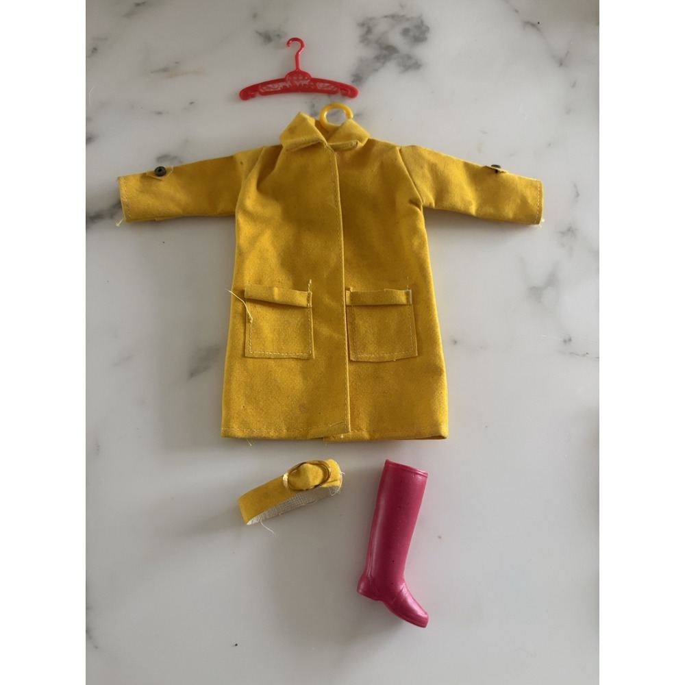 Vintage Barbie Size PREMIER 1967  Outfit - Gold Suede Rain Gear
